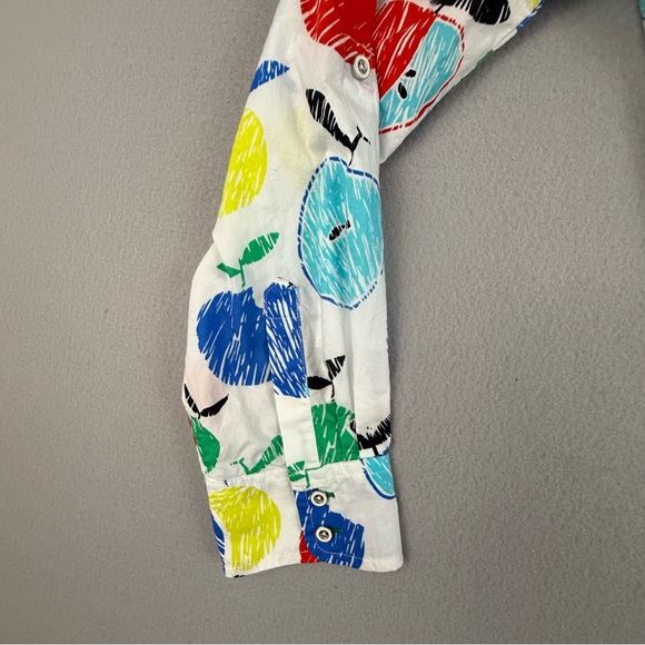 Talbots Shirt Women's Medium Long Sleeve Button Down Apple Print Top - Picture 4 of 12